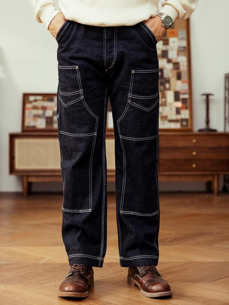 Red Tornado Derrickman Denim Work Pants Straight Fit 28 at